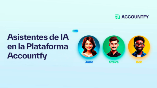 la imagen muestra a los tres asistentes de inteligencia financiera de Accountfy: Jane, Steve y Ben.