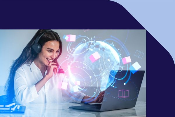 imagem mostra mulher em frente a um notebook realizando tarefas com ajuda da IA.